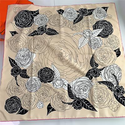 China Silks And Satins Fashion Silks And Satins Square Digital Silk Print Scarves Female Satin 90*90 Square Shawl And Scarf for sale