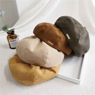 China Custom Vintage Image Fashion CorduroyBeanie Hat 8 Panel Octagonal Winter Berets for sale