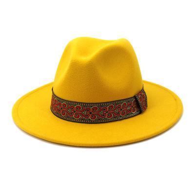 China Plush wholesale china supplier imitated wool classic fashion brim felted hat unisex wide hats for sale