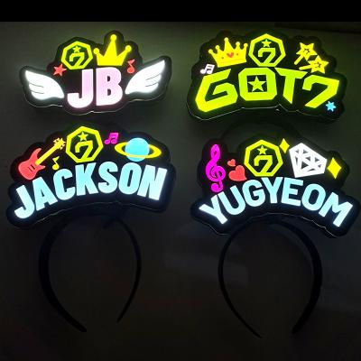 China Custom Made Party Items Flower Lighting KPop Headbands Concert L.E.D Concert L.E.D Headband with kpop hair clip for sale