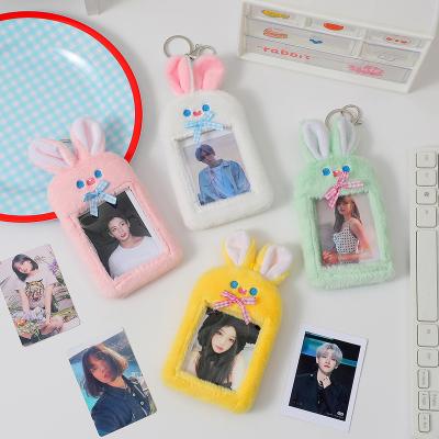 China KPOP Plush Photocard Holder Kawaii Bear Photocard Holder Double Sided Fluffy Bear Photocard Holder for sale