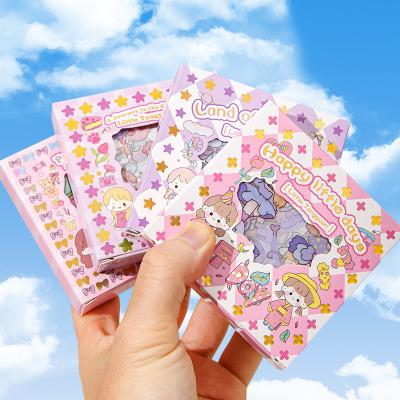 China Waterproof+Eco-friendly 100 sheets hand ledger sticker set PET hand ledger picture gift box cute diy decorative sticker cartoon for sale