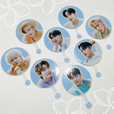 China Europe New Custom Kpop Mini Plastic Transparent Fans And Mini Cute Double Side Fan Hand Kpop Plastic Peg for sale