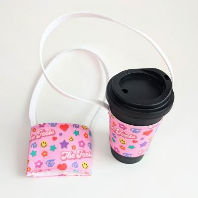 China Custom Printing Disposable Custom Cloth Canvas Coffee Cup Sleeve With Logo Reusable Coffee Cup Sleeves for sale