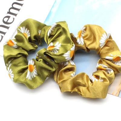 China Wholesale Soft Cheap Price Hair Scrunchies Daisy Polyester Flower Designer Hair Accessories for sale