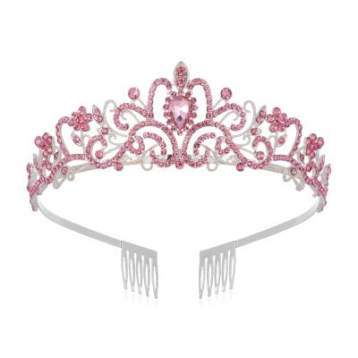 China Diamond Bride Wedding Hair Dish Crown Birthday Headdress Dance Crown Auto Salon Performance Crystal Headband Headwear for sale