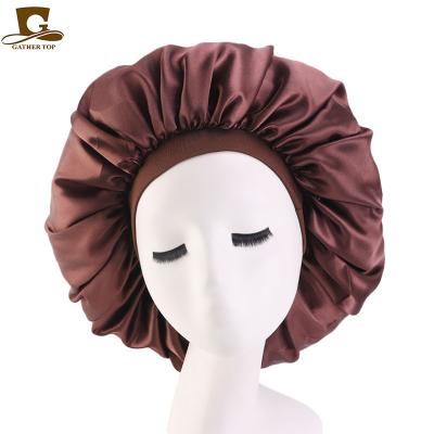 China Chemo Multi-Functional Wide Brimmed Satin Night Hat Big Round Hat Wholesale Wide Brimmed Hat for sale