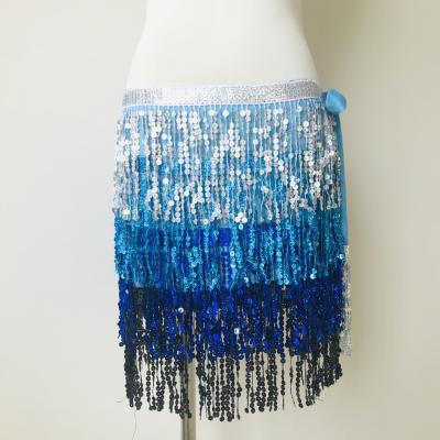 China Fashion.Casual Halloween New Bohemian Skirt Scarf Sequined Belly Dance Four-Layer Tassel Waist Chain Hip Belt for sale