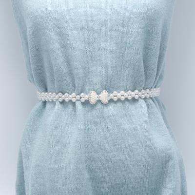 China Hot-selling women's all-match new style Fashion.Casual ladies' fashion pearl diamond flower waist chain dress decoration belt wholesale for sale