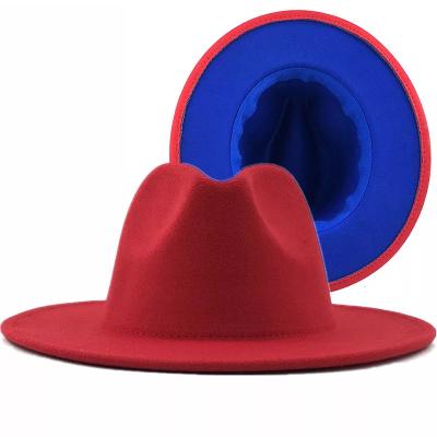 China 2021 Character Women Woolen Top New Style Outside Black Inside Style Jazz Cashmere Royal Blue Ethnic Felt Hat for sale