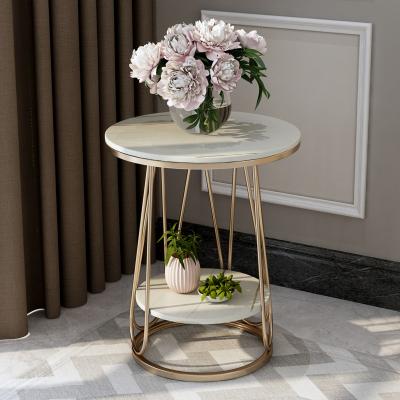 China Coffee table corner modern northern Europe iron art round table Italian style sitting room marble console table for sale