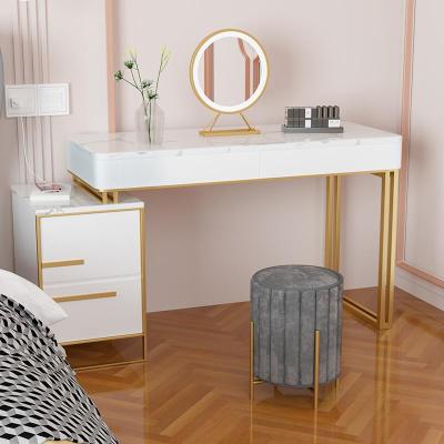 China Nordic light luxury marble dressing table minimalist fashion makeup table bedroom furniture dresser drawers hair dresser chairs for sale