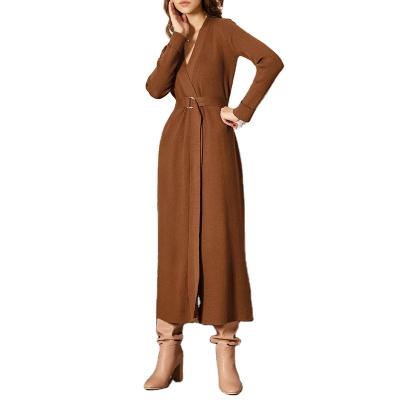 China Fashion Breathable High Quality V-Neck Long Sleeves Slim Fit Solid Elastic Sweater Dress For Women for sale