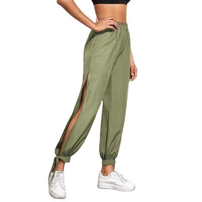 China China Manufacture Fashion Plus Size Elastic Waist Split Sport Jogger Pants For Women for sale