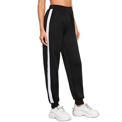 China Plus Size Apparel Manufacturers Fashion Elastic Waist Side Pockets Side Striped Sweatpants Sport Jogger Pants For Women for sale