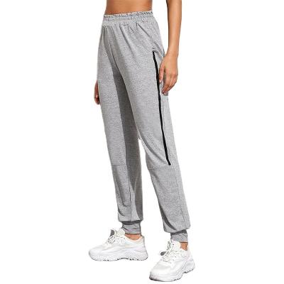 China Plus Size Apparel Manufacturers Fashion Elastic Waist Side Pockets Side Striped Jogger Cotton Sport Pants Track Pants For Women for sale