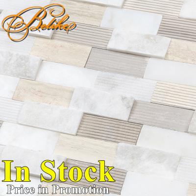 China Modern Marble Stone Mosaic Wall Tile Covering Design Chic Home Decor Multilevel Outdoor Backsplash Background Featured In-stock for sale