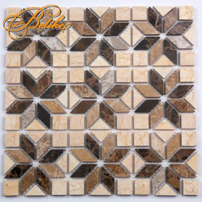 China Europe Mosaic Tile Luxurious Marble Pattern Style Glossy Exterior Wall Cladding Featured Wall Tile Home Decor Splatter Back Cladding for sale