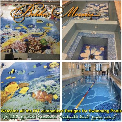 China Glass Pool Art Patterns Flowers Luxury Dophine Jaccuzzi Fountain Apartment Penthouse Villa Parquet Pool Mosaic Slab Ceramic Mosaic Tile for sale