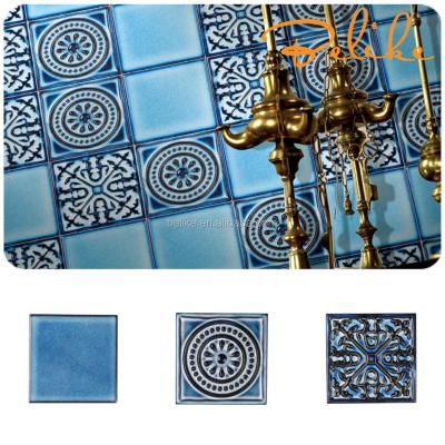 China Asian Style Glazed Wall Art Mosaics by Rustic Blue Variation Porcelain Tiles Home Design Backsplash Backsplash Ceramic Glossy Decor Housing Background for sale