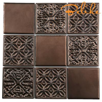 China Renaissance Art Mid East Tone Home Background Decor Antique Ceramic Housing Glazed Porcelain Metal Wall Tile Copper Color Wall Tile Cafe for sale