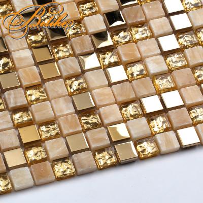 China CLASSIC Golden Glass Mosaic Tiles Excellent Quality Gorgeous Home Decor Wall Tiles Interior Cladding Features Palace Style for sale