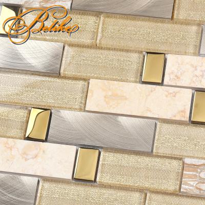 China Resin Exquisite Dark Gold Luxury Home Decor Modern Glass Mosaic Tile Elegant Artistic Wall Ornament Wall Tile Featured Wall Tile for sale