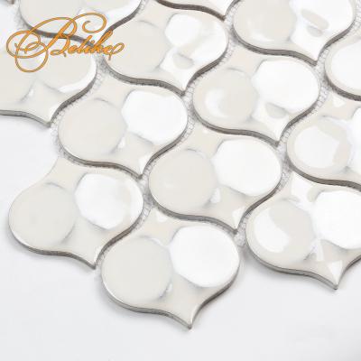 China Minimalist 3D Effect Ceramic Mosaic Tiles Home Decor Featured Wall Tile Bathroom Supports Exquisite Splat Arabesque Style Penthouse Design for sale