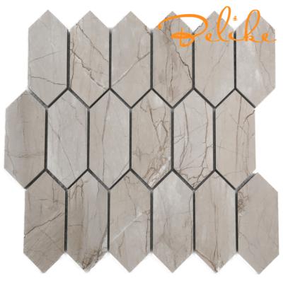 China Parquet Fullbody Porcelain Mosaic Slab Extended White Wood Grain Marble Wall Home Decor Gray Satin Matt Grain Hexagon Light Textures for sale