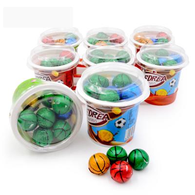 China High Quality Halal Chocolate Ball Shape Mini Football Candy In Cup 5412 for sale