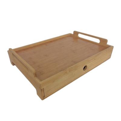 China Family Hotel Serving Tray Bamboo High Quality Custom Sized Handle And Drawer Food Or Drink Bamboo Serving Tray Designed for sale