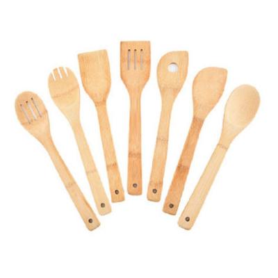 China Home Use Reusable Bamboo Utensils 6pcs Cookware Spatulas Set Biodegradable Eco-friendly Minimalist for sale