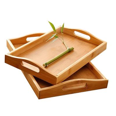 China Sustainable High Quality Serving Square Shape Bamboo Wooden Dried Fruit Tray for sale