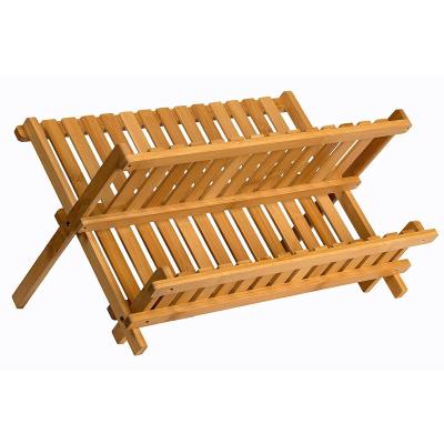 China Sustainable Custom Bamboo Dish Rack Dish Rack Collapsible Compact Dish Drying Rack Bamboo Dish Drainer for sale