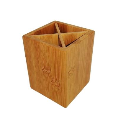 China Eco-friendly High-grade Bamboo Lattice Bamboo Pen Holder Desktop Four Pen Holder Bamboo Pen Holder Tube for sale