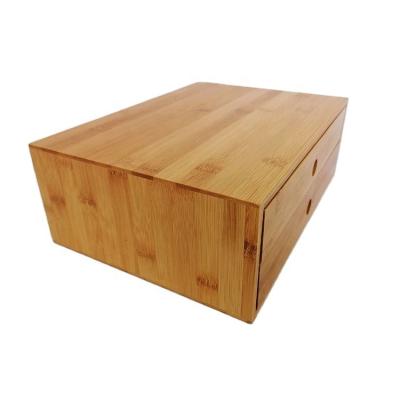 China Mini Bamboo Desk Drawer Desktop Organizer Bamboo Storage Box Viable Organization Bamboo Storage Cabinet for sale