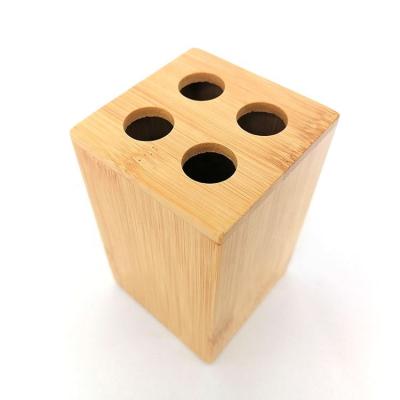 China Sustainable 100% Pure Natural Bamboo Square Waterproof Bathroom Toothbrush Holder for sale