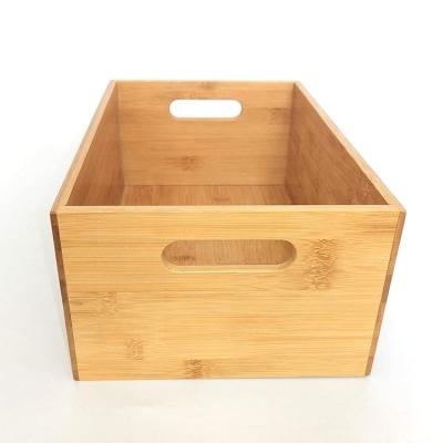 China A Sustainable Bamboo Rectangular Bamboo Tray Set Of 3 Rectangular Bamboo Storage Box Baskets for sale