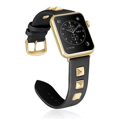 China New Brand Leather Strap For Apple Watch With Rivet And Top Leather Strap Luxury Women Gather for sale