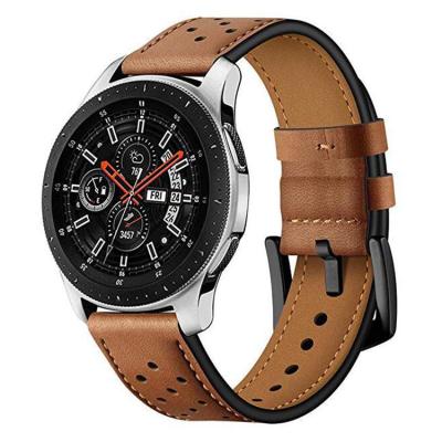 China Leather Strap 22mm For Samsung Huawei Smart Watch Band Holes Genuine Leather Strap 20mm for sale