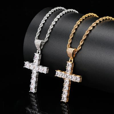 China Fashionable Hiphop Design Cross Pendant Hiphop Unisex Necklace Zircon Insert Religious Pendant Custom Photo Pendant Picture for sale