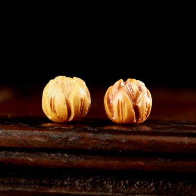 China Ornament Diy Accessories Carving Feicheng Peach Lotus Loose Bead Wood For Diy Jewelry for sale