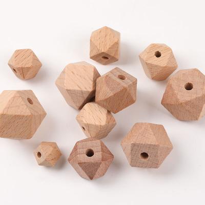 China Diy Wooden Children's Pacifier Clip Toy Accessories 10-30mm Molar Beech Octagonal Wooden Beads Loose Beads For Jewelry Making for sale