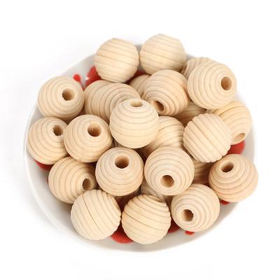 China Handmade Ornament Diy Material Beaded Accessories 20mm Threaded Beads Wooden Original Color Hemu Loose Beads for sale