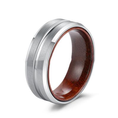 China Hiphop Personality Ring Tungsten Steel Fashion All Kinds Relieve Wedding Band Rings Tungsten Burlywood Fit Ring With Silver Inlay for sale