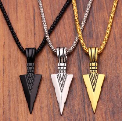 China Hiphop Hip Hop Men's Geometry Gift Fashion Custom Design Matte Color Retro Men Triangle Arrowhead Personalized Pendant Necklace The Retro for sale