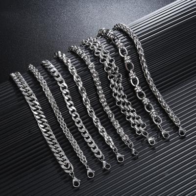 China Fashionable hip hop titanium steel chain new color jewelry men's hand bracelet silver plated geometric bracelet customized designs for sale