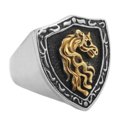 China CLASSIC Promotional Silver Irregular Animal Gold Ring Vintage Men Women Punk Stainless Steel Horse Ring for sale