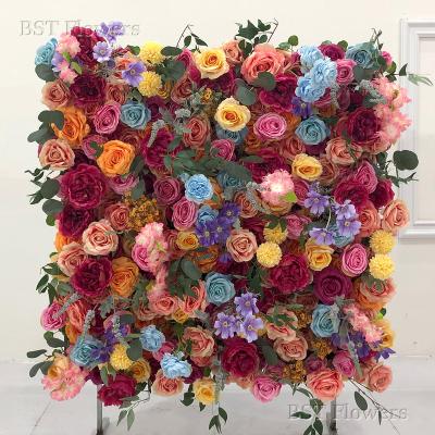 China Eco-friendly Pink Wall Rose Background Board Wedding Artificial Flower Decoration For Sale for sale