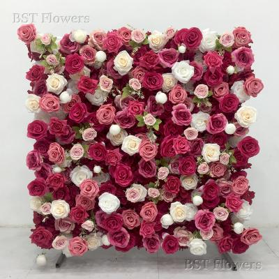 China Eco-friendly Custom Purple Flower Wall Backdrop Wall Flower Panel 3D Outdoor Artificial Wall Flowers for sale